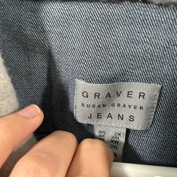 GRAVER by Susan Graver Denim & French Terry Jean Jacket Antique Wash Size 2X - Picture 3 of 13